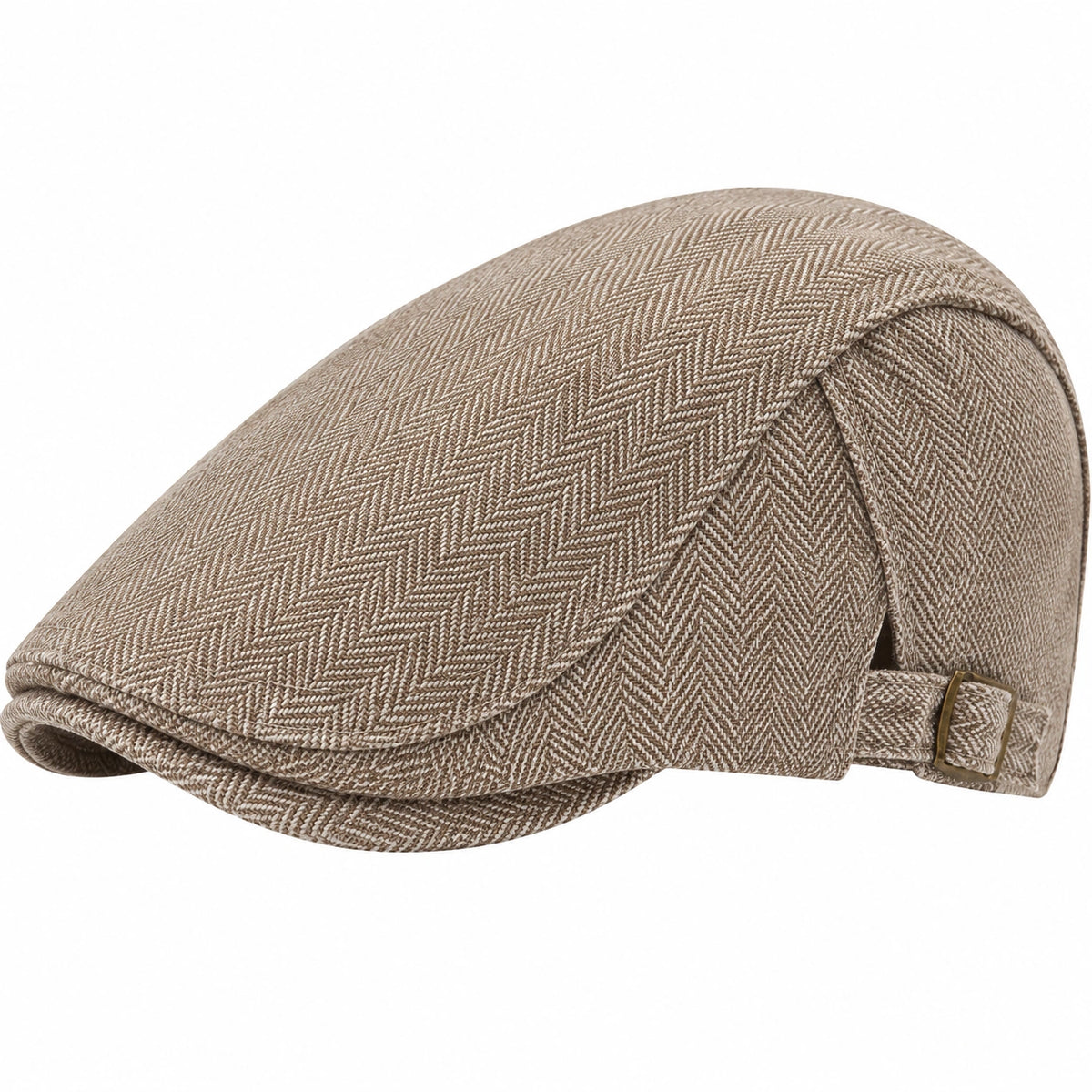 Gorra plana talla única de tejido beige con espiga ajustable para uso diario