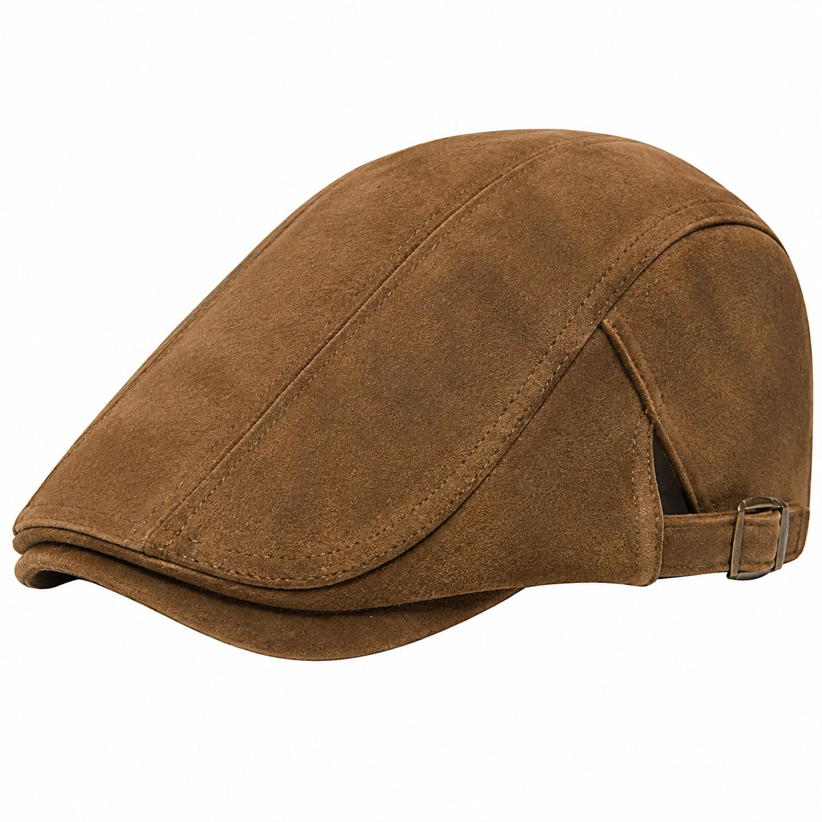 Gorra plana talla única marrón de tejido efecto ante ajustable estilo clásico