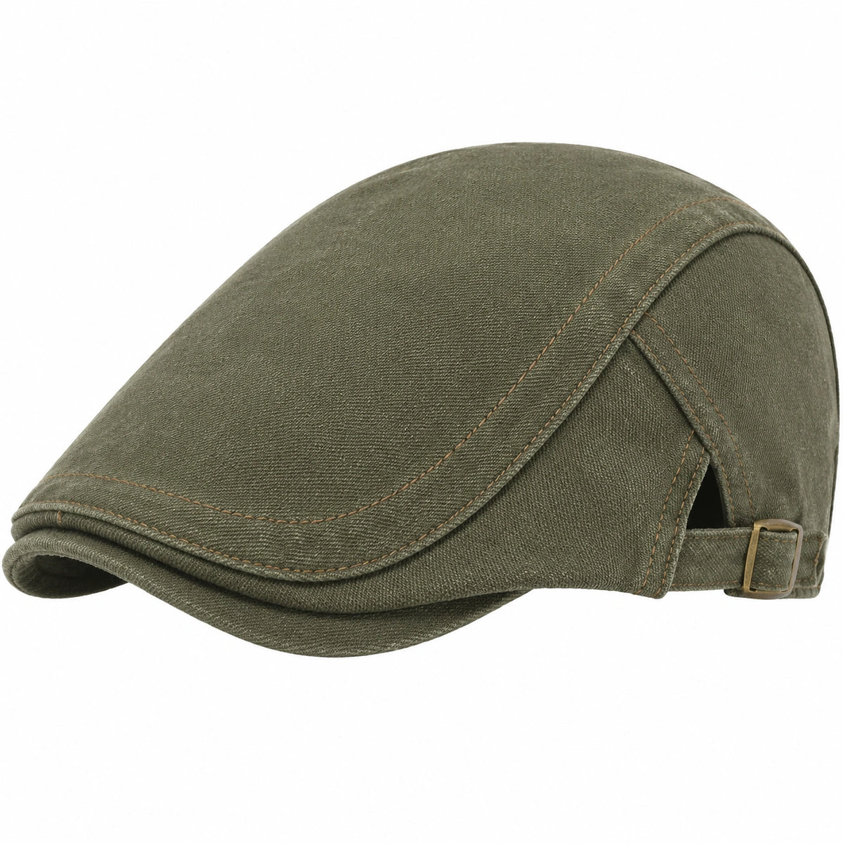 Gorra plana talla única de tejido verde oliva ajustable estilo casual