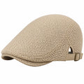 Gorra plana de talla única en tejido de malla beige con visera ajustable