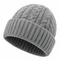 Gorro de punto talla única gris con vuelta trenzado para invierno
