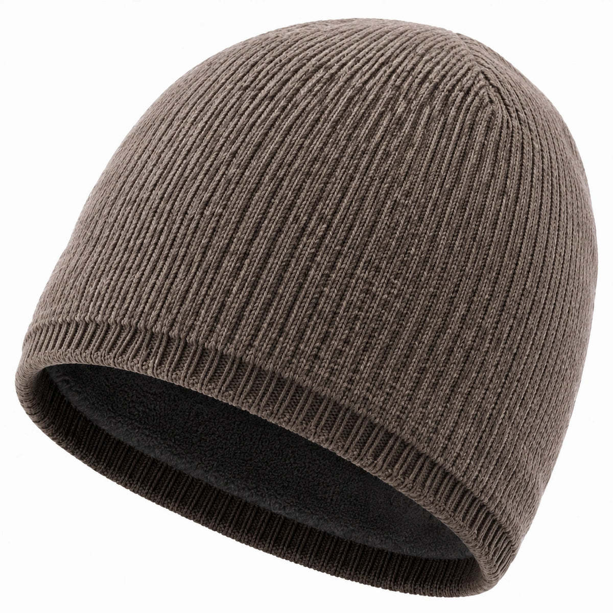 Gorro de punto talla única gris topo con forro cálido para uso diario