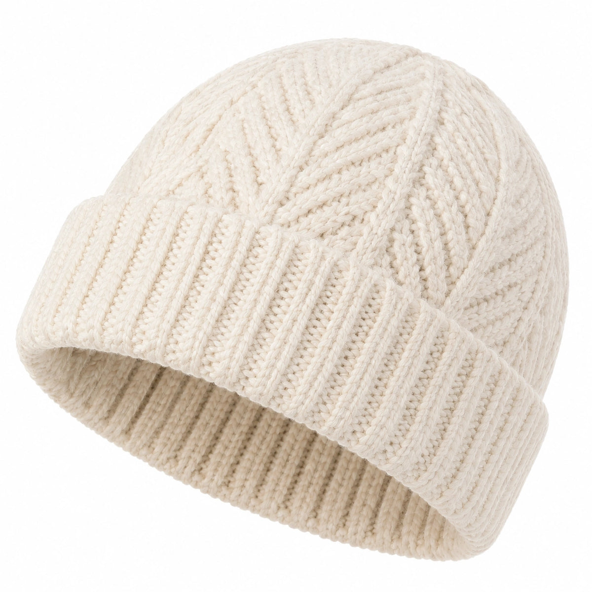 Gorro de punto talla única color crema - diseño acanalado para uso diario