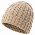 Gorro talla única de punto beige con vuelta para uso diario