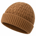 Gorro de punto talla única marrón con vuelta para invierno