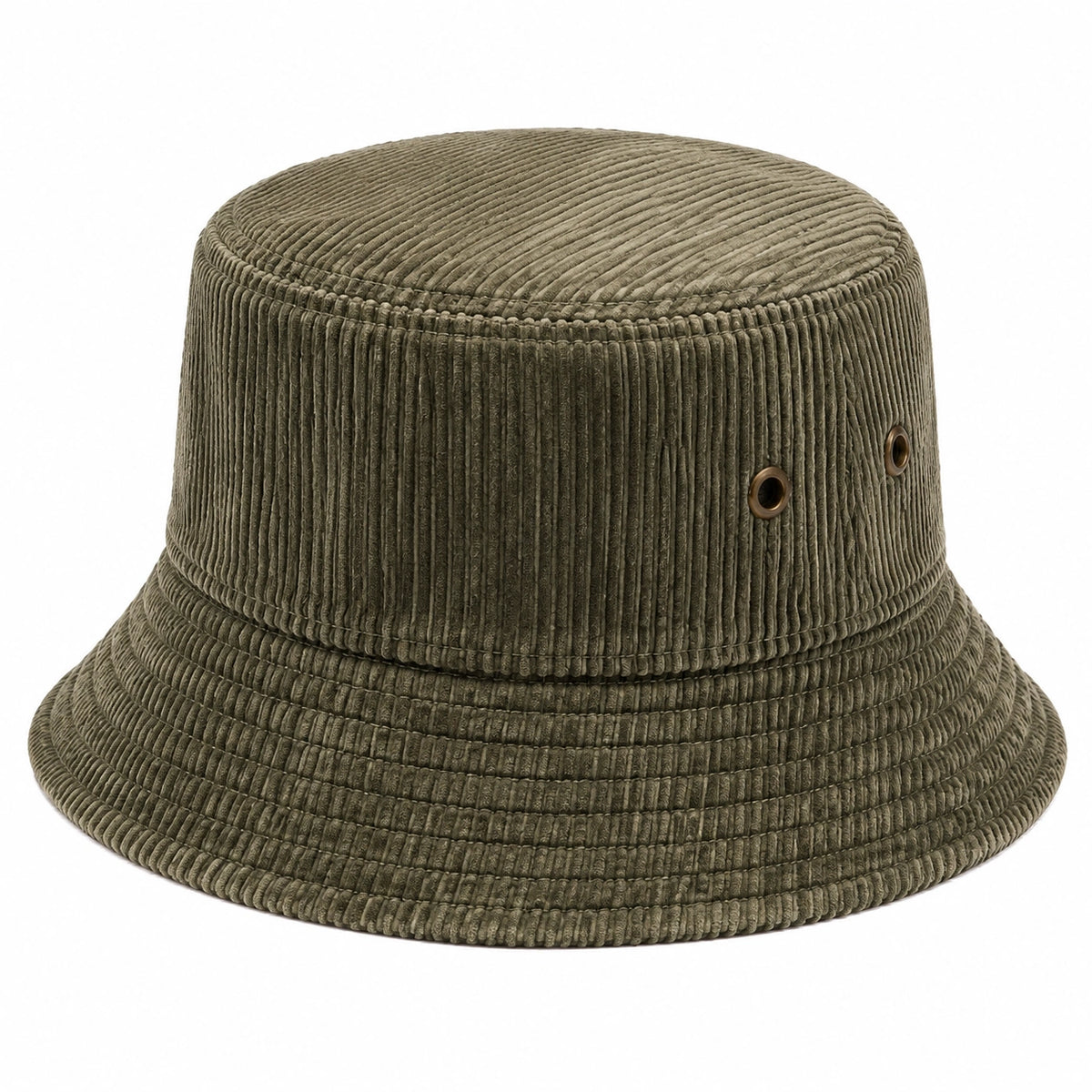 Sombrero bucket talla única de pana verde oliva con ojales estilo casual