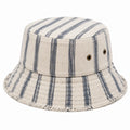 Sombrero pescador talla única de tejido beige y azul a rayas con ala flexible