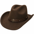 Sombrero vaquero talla única de fieltro marrón con cinta decorativa estilo western