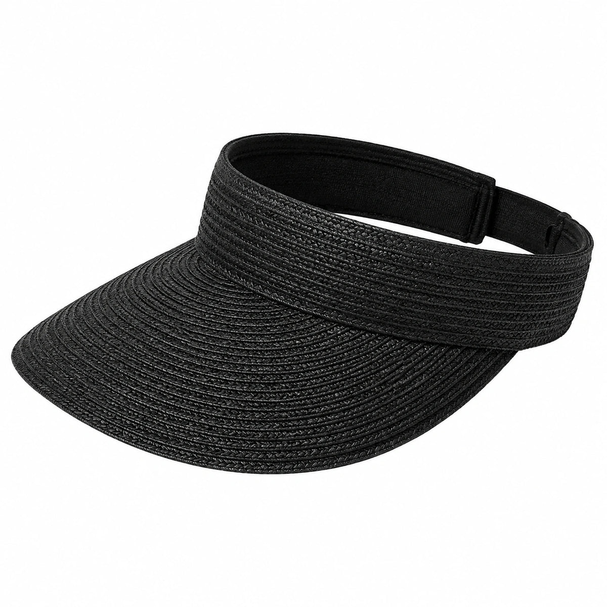 Visera de talla única negra de fibra trenzada ajustable para protección solar
