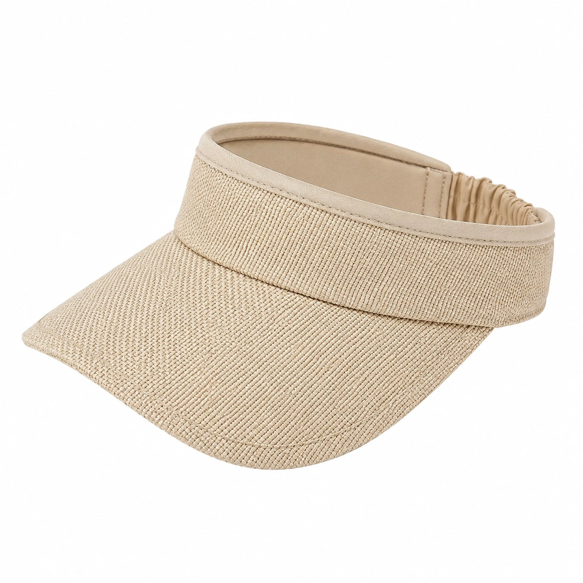 Visera de talla única beige de tejido trenzado con banda elástica para uso diario